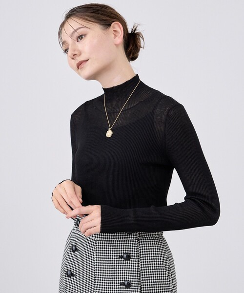 セール】シアーウールシルクリブハイネック プルオーバー（ニット