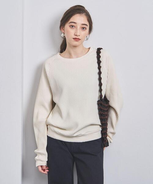 BASERANGE(ベースレンジ)の「<BASERANGE>リブ スウェット(スウェット・レディース・グレー/オフホワイト・S)」の6枚目の写真