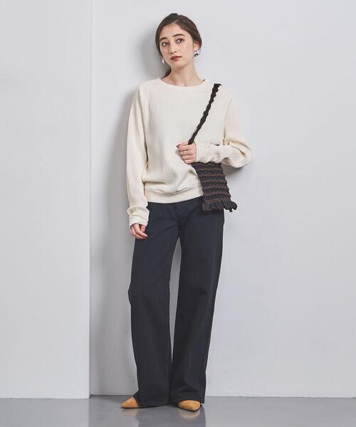 BASERANGE(ベースレンジ)の「<BASERANGE>リブ スウェット(スウェット・レディース・グレー/オフホワイト・S)」の8枚目の写真