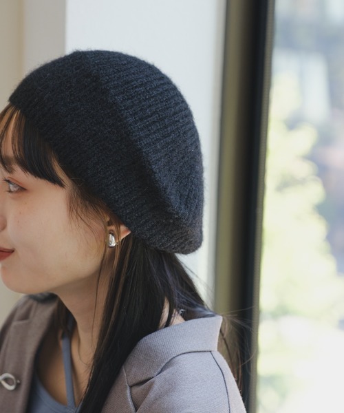 Kastane（カスタネ）の「モヘアニットベレー帽（ハンチング/ベレー帽・レディース・イエロー/ブラック/グレー・FREE）」の7枚目の写真