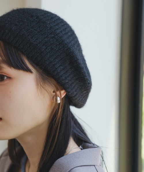 Kastane（カスタネ）の「モヘアニットベレー帽（ハンチング/ベレー帽・レディース・イエロー/ブラック/グレー・FREE）」の8枚目の写真