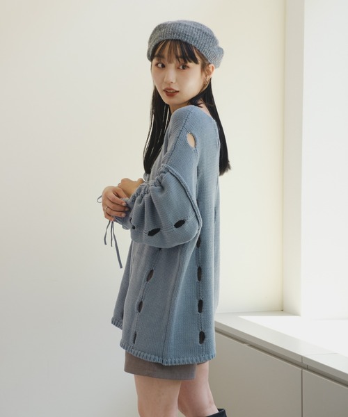 Kastane（カスタネ）の「モヘアニットベレー帽（ハンチング/ベレー帽・レディース・イエロー/ブラック/グレー・FREE）」の22枚目の写真