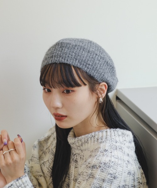 Kastane（カスタネ）の「モヘアニットベレー帽（ハンチング/ベレー帽・レディース・イエロー/ブラック/グレー・FREE）」の15枚目の写真