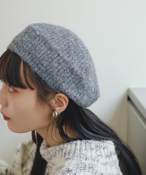 Kastane（カスタネ）の「モヘアニットベレー帽（ハンチング/ベレー帽・レディース・イエロー/ブラック/グレー・FREE）」の16枚目の写真