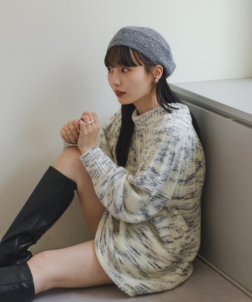 Kastane（カスタネ）の「モヘアニットベレー帽（ハンチング/ベレー帽・レディース・イエロー/ブラック/グレー・FREE）」の17枚目の写真