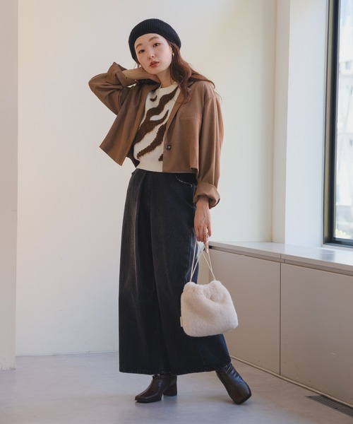 Kastane（カスタネ）の「モヘアニットベレー帽（ハンチング/ベレー帽・レディース・イエロー/ブラック/グレー・FREE）」の14枚目の写真