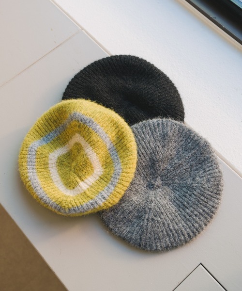 Kastane（カスタネ）の「モヘアニットベレー帽（ハンチング/ベレー帽・レディース・イエロー/ブラック/グレー・FREE）」の5枚目の写真