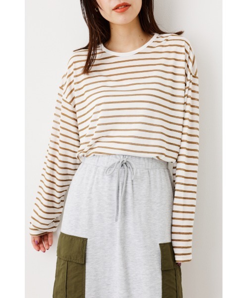 RODEO CROWNS WIDE BOWL(ロデオクラウンズワイドボウル)の「シアーボーダートップス(Tシャツ/カットソー・レディース・オレンジ系その他/グレー系その他/ベージュ系その他・FREE)」の1枚目の写真