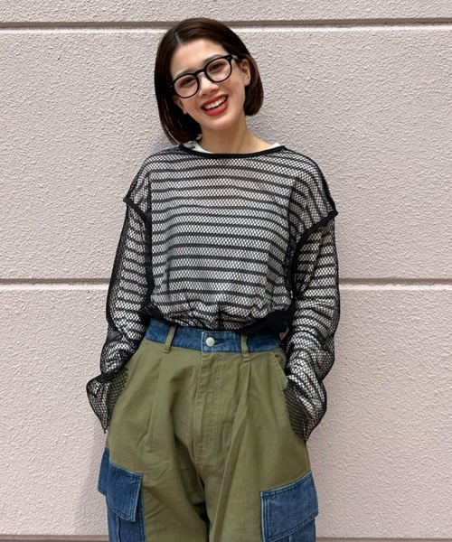 RODEO CROWNS WIDE BOWL(ロデオクラウンズワイドボウル)の「シアーボーダートップス(Tシャツ/カットソー・レディース・オレンジ系その他/グレー系その他/ベージュ系その他・FREE)」の4枚目の写真