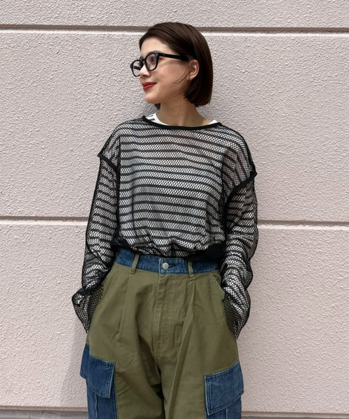 RODEO CROWNS WIDE BOWL(ロデオクラウンズワイドボウル)の「シアーボーダートップス(Tシャツ/カットソー・レディース・オレンジ系その他/グレー系その他/ベージュ系その他・FREE)」の5枚目の写真