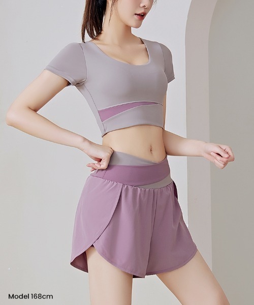 SAISON DE PAPILLON（セゾンドパピヨン）の「カップ付半袖トップ タンクトップ（スポーツブラ・レディース・ベージュ/パープル/ブルー/ブラック/グリーン・M/L）」の18枚目の写真