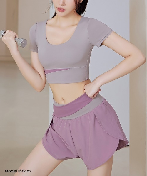 SAISON DE PAPILLON（セゾンドパピヨン）の「カップ付半袖トップ タンクトップ（スポーツブラ・レディース・ベージュ/パープル/ブルー/ブラック/グリーン・M/L）」の20枚目の写真