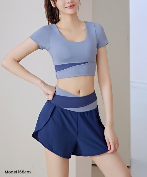 SAISON DE PAPILLON（セゾンドパピヨン）の「カップ付半袖トップ タンクトップ（スポーツブラ・レディース・ベージュ/パープル/ブルー/ブラック/グリーン・M/L）」の14枚目の写真