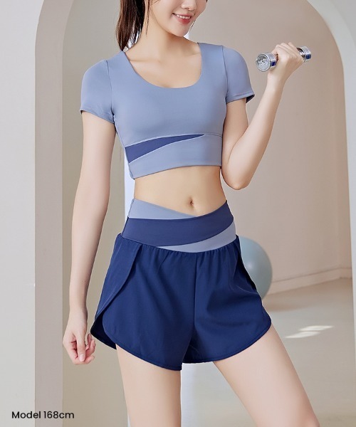 SAISON DE PAPILLON（セゾンドパピヨン）の「カップ付半袖トップ タンクトップ（スポーツブラ・レディース・ベージュ/パープル/ブルー/ブラック/グリーン・M/L）」の15枚目の写真