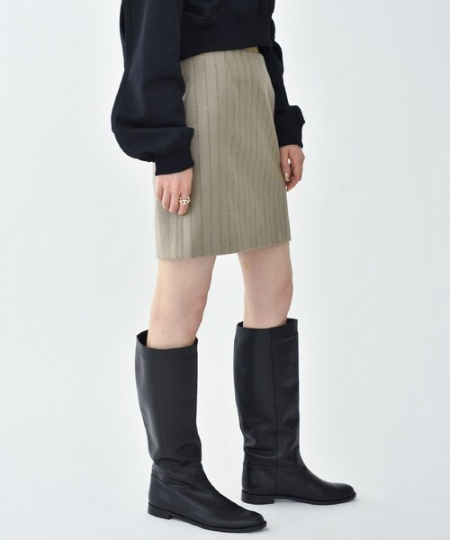 CODE A（コードエー）の「◆CODE A ｜ wool stripe mini skirt（スカート・レディース・サンドベージュ/ブラック・38/36）」の13枚目の写真