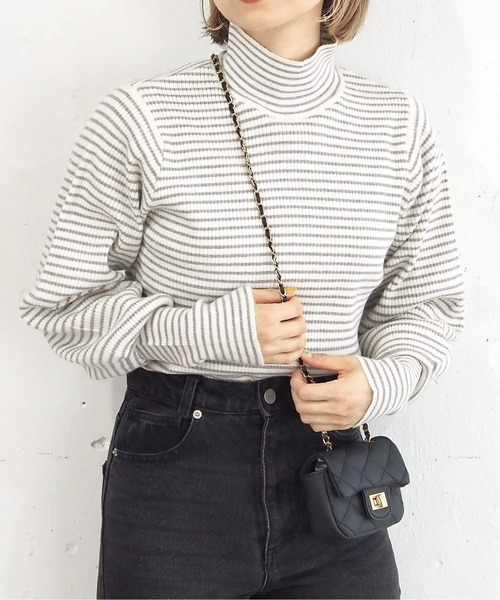 tiptop（ティップトップ）の「【5色展開】ロングリブハイネックプルオーバー（ニット/セーター・レディース・グレー系その他/ライム/オフホワイト/ブラック/ブラック系その他・FREE）」の4枚目の写真