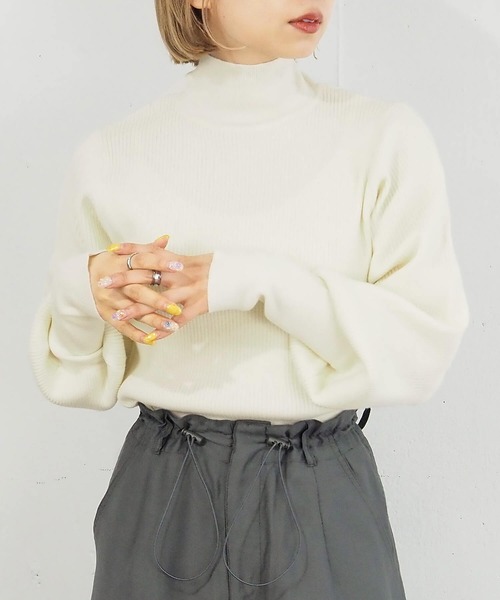 tiptop（ティップトップ）の「【5色展開】ロングリブハイネックプルオーバー（ニット/セーター・レディース・グレー系その他/ライム/オフホワイト/ブラック/ブラック系その他・FREE）」の6枚目の写真