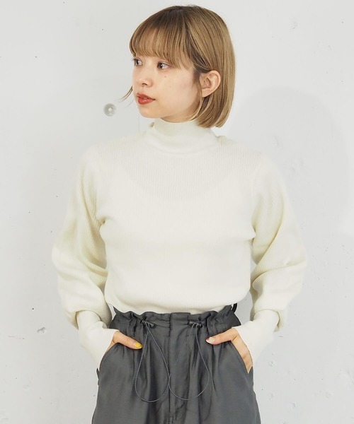 tiptop（ティップトップ）の「【5色展開】ロングリブハイネックプルオーバー（ニット/セーター・レディース・グレー系その他/ライム/オフホワイト/ブラック/ブラック系その他・FREE）」の7枚目の写真