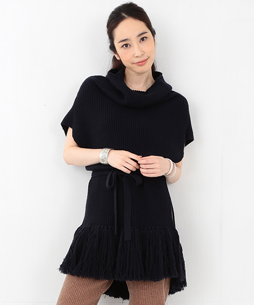 Ray BEAMS(レイビームス)の「■RBS / フリンジ タートル ニットベスト(ニット/セーター・レディース・グレー/ブラウン/ネイビー・ONE SIZE)」の3枚目の写真