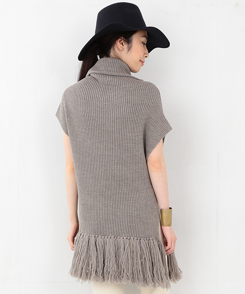 Ray BEAMS(レイビームス)の「■RBS / フリンジ タートル ニットベスト(ニット/セーター・レディース・グレー/ブラウン/ネイビー・ONE SIZE)」の6枚目の写真