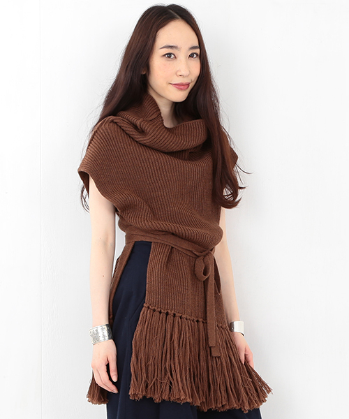 Ray BEAMS(レイビームス)の「■RBS / フリンジ タートル ニットベスト(ニット/セーター・レディース・グレー/ブラウン/ネイビー・ONE SIZE)」の19枚目の写真