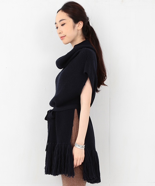 Ray BEAMS(レイビームス)の「■RBS / フリンジ タートル ニットベスト(ニット/セーター・レディース・グレー/ブラウン/ネイビー・ONE SIZE)」の11枚目の写真