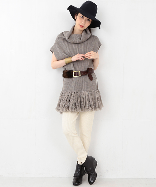 Ray BEAMS(レイビームス)の「■RBS / フリンジ タートル ニットベスト(ニット/セーター・レディース・グレー/ブラウン/ネイビー・ONE SIZE)」の13枚目の写真