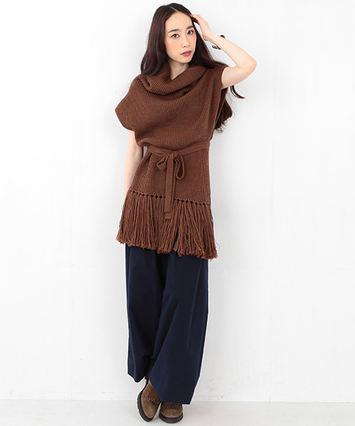 Ray BEAMS(レイビームス)の「■RBS / フリンジ タートル ニットベスト(ニット/セーター・レディース・グレー/ブラウン/ネイビー・ONE SIZE)」の14枚目の写真