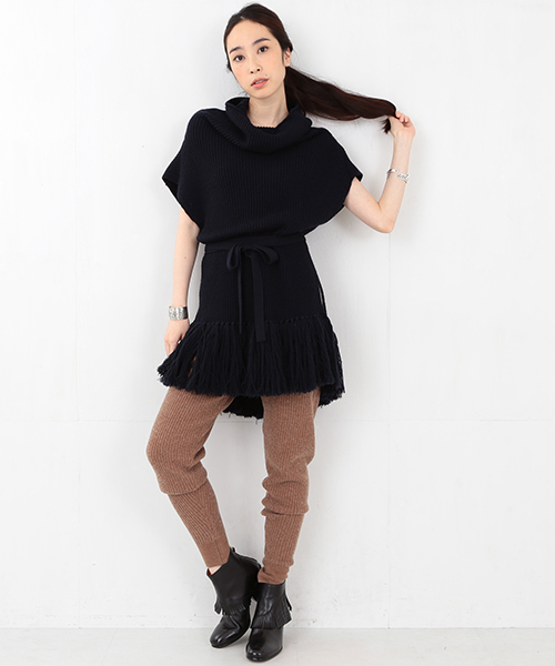 Ray BEAMS(レイビームス)の「■RBS / フリンジ タートル ニットベスト(ニット/セーター・レディース・グレー/ブラウン/ネイビー・ONE SIZE)」の15枚目の写真