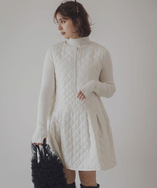 rectangle（レクタングル）の「キルティングペプラムワンピース（ジャンパースカート・レディース・ブラック/アイボリー・FREE）」の20枚目の写真