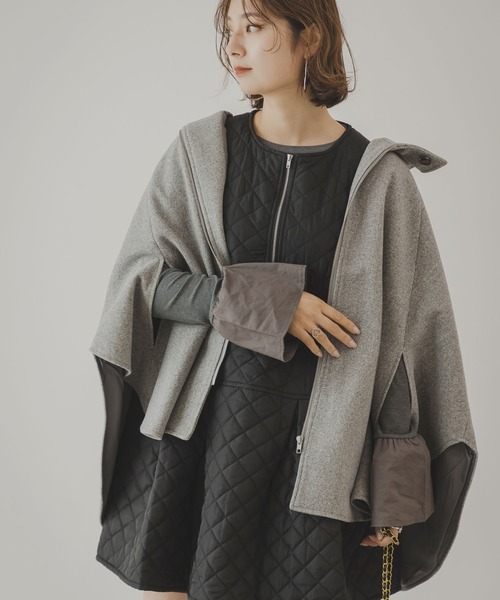 rectangle（レクタングル）の「キルティングペプラムワンピース（ジャンパースカート・レディース・ブラック/アイボリー・FREE）」の12枚目の写真