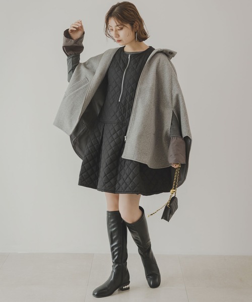 rectangle（レクタングル）の「キルティングペプラムワンピース（ジャンパースカート・レディース・ブラック/アイボリー・FREE）」の18枚目の写真