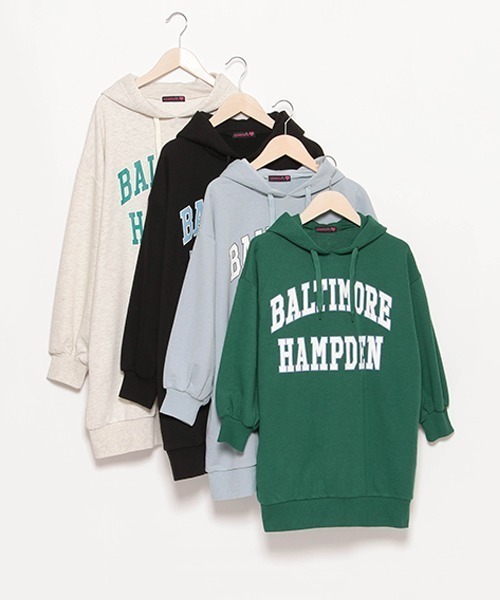 LOVETOXIC（ラブトキシック）の「カレッジＢＩＧパーカワンピース（ワンピース・キッズ・ブラック/サックスブルー/グリーン/ホワイト系その他・L/SS/S/M）」の9枚目の写真