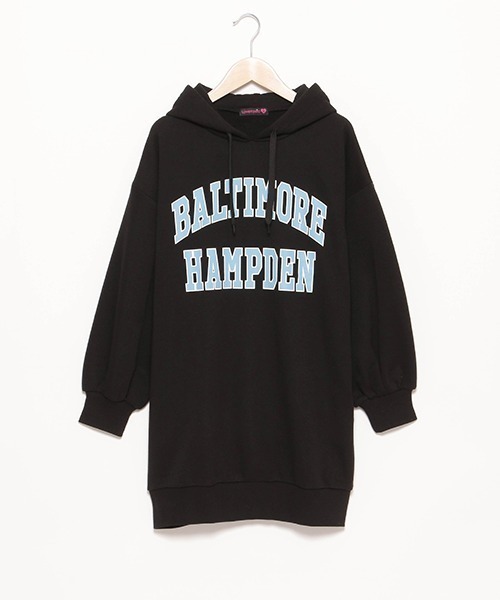 LOVETOXIC（ラブトキシック）の「カレッジＢＩＧパーカワンピース（ワンピース・キッズ・ブラック/サックスブルー/グリーン/ホワイト系その他・L/SS/S/M）」の5枚目の写真