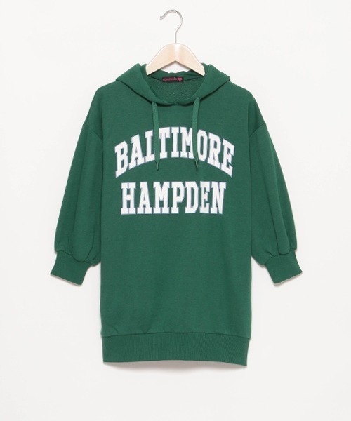 LOVETOXIC（ラブトキシック）の「カレッジＢＩＧパーカワンピース（ワンピース・キッズ・ブラック/サックスブルー/グリーン/ホワイト系その他・L/SS/S/M）」の6枚目の写真