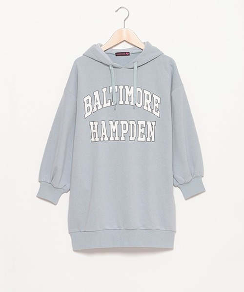 LOVETOXIC（ラブトキシック）の「カレッジＢＩＧパーカワンピース（ワンピース・キッズ・ブラック/サックスブルー/グリーン/ホワイト系その他・L/SS/S/M）」の7枚目の写真