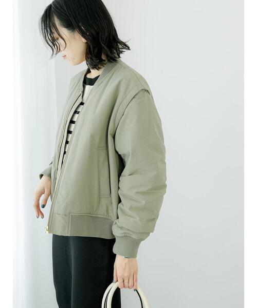 Samansa Mos2 blue 袖2WAYフライトジャケット アイボリー F Samansa Mos2 blue（サマンサモスモスブルー）の「袖2WAY