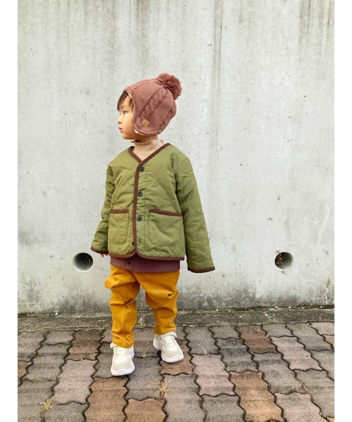Kids Foret(キッズフォーレ)の「耳付アクリルケーブルニット帽子(ニットキャップ/ビーニー・キッズ・ブラック/ラベンダー/ブラウン/グレー・53/56/49)」の17枚目の写真
