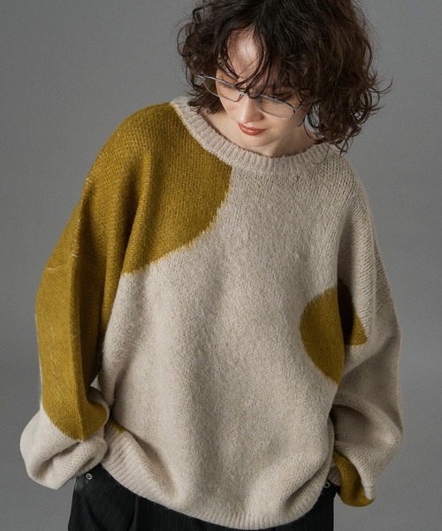 ONCILY（オンシェリー）の「ASSORT VOLUME MIX SHAGGY KNIT / アソートボリュームミックスシャギーニット（ニット/セーター・メンズ・ブルー/グリーン/ネイビー/ブラウン/レッド/ブルー系その他/グレー/チャコールグレー/ブラック系その他/ブラック/ブルー系その他2/ブラウン系その他・LARGE/MEDIUM/SMALL）」の19枚目の写真