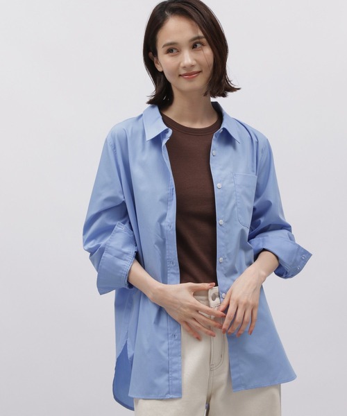 LAKOLE（ラコレ）の「ラウンドヘムシャツ / 982193（シャツ/ブラウス・レディース・ライトベージュ/サックスブルー/オフホワイト・MEDIUM/SMALL）」の3枚目の写真