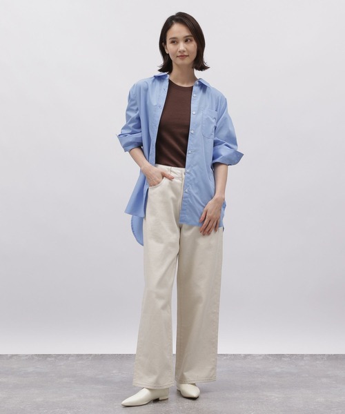 LAKOLE（ラコレ）の「ラウンドヘムシャツ / 982193（シャツ/ブラウス・レディース・ライトベージュ/サックスブルー/オフホワイト・MEDIUM/SMALL）」の10枚目の写真