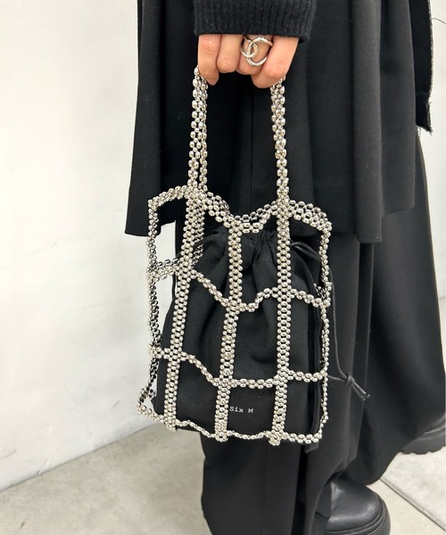 Six M（シックスエム）の「【Six M/シックスエム】ビーズハンドBAG（ハンドバッグ・レディース・シルバー・FREE）」の3枚目の写真