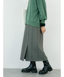 Samansa Mos2 blue | ウールライクチェックナロースカート(スカート)