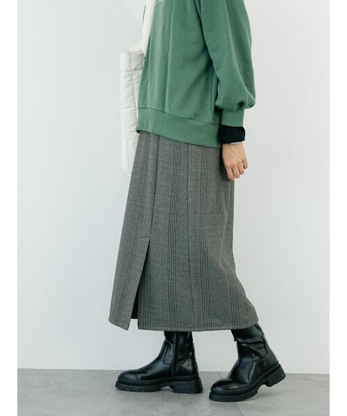 Samansa Mos2 blue（サマンサモスモスブルー）の「ウールライクチェックナロースカート（スカート・レディース・ネイビー/チャコールグレー/グレー/ブラック・F）」の5枚目の写真