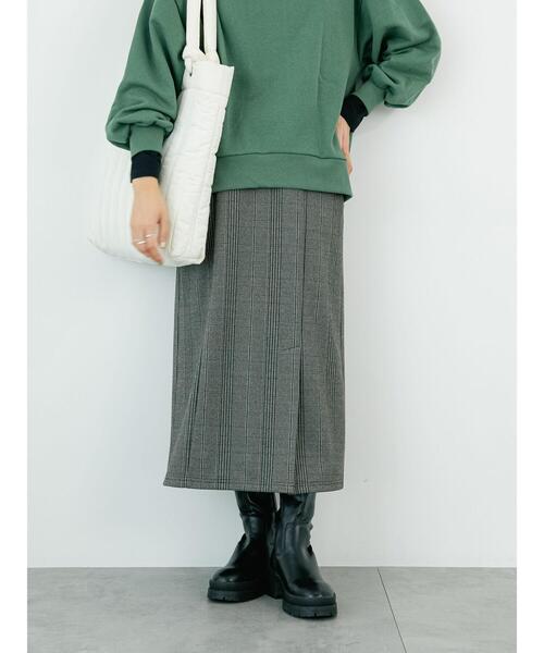 Samansa Mos2 blue（サマンサモスモスブルー）の「ウールライクチェックナロースカート（スカート・レディース・ネイビー/チャコールグレー/グレー/ブラック・F）」の7枚目の写真