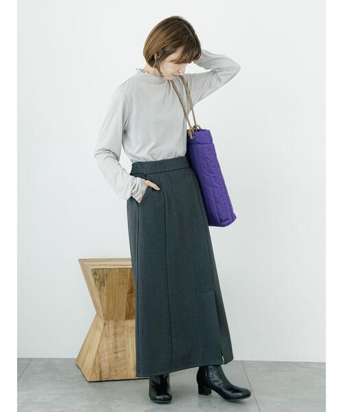 Samansa Mos2 blue（サマンサモスモスブルー）の「ウールライクチェックナロースカート（スカート・レディース・ネイビー/チャコールグレー/グレー/ブラック・F）」の9枚目の写真