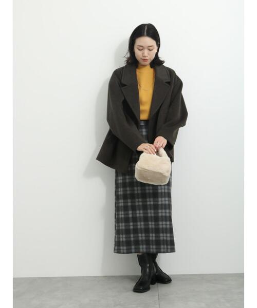 Samansa Mos2 blue（サマンサモスモスブルー）の「ウールライクチェックナロースカート（スカート・レディース・ネイビー/チャコールグレー/グレー/ブラック・F）」の15枚目の写真