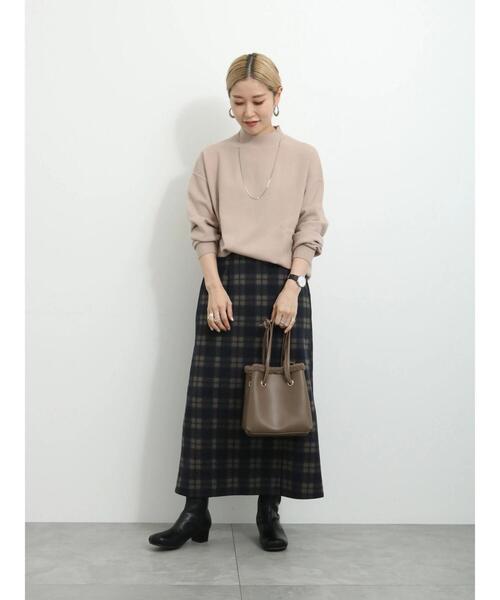 Samansa Mos2 blue（サマンサモスモスブルー）の「ウールライクチェックナロースカート（スカート・レディース・ネイビー/チャコールグレー/グレー/ブラック・F）」の21枚目の写真