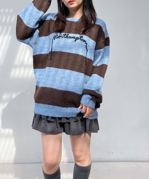 AS KNOW AS plus(アズノゥアズプラス)の「☆モヘアタッチボーダーニットプルオーバー(ニット/セーター・レディース・サックスブルー/ピンク/ブラック/ブルー系/ホワイト系1/サックスブルー系1/ピンク系1・FREE)」の4枚目の写真