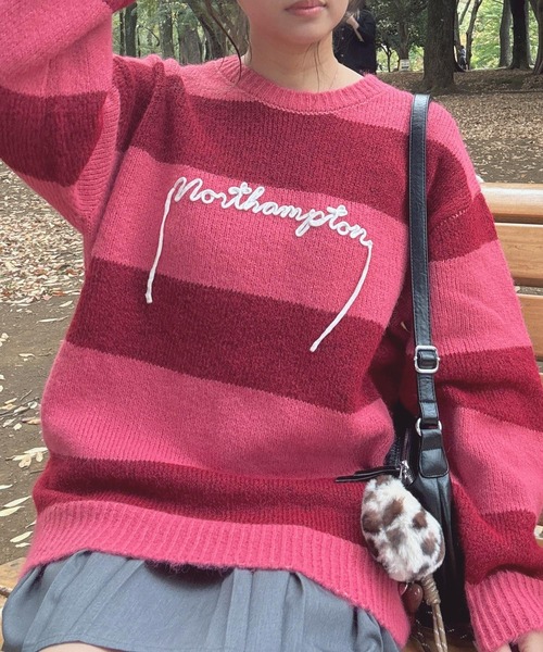 セール】☆モヘアタッチボーダーニットプルオーバー（ニット/セーター